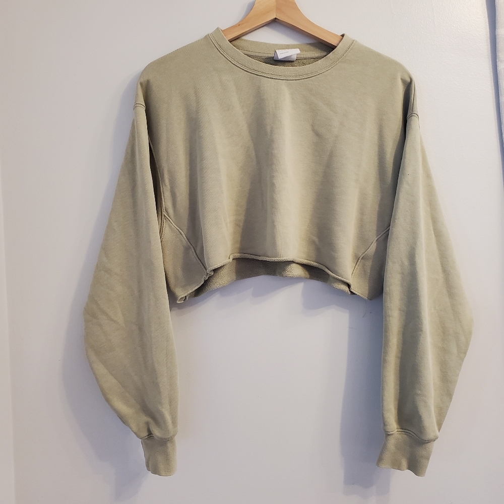 Tna Small Airy Af Cropped Long Sleeve Oversized Boxy Terry Cotton Pastel Green